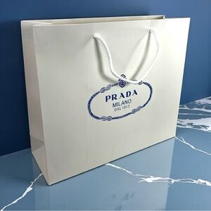 PRADA MILANO Authentic Luxury Shopping Bag in Classic White